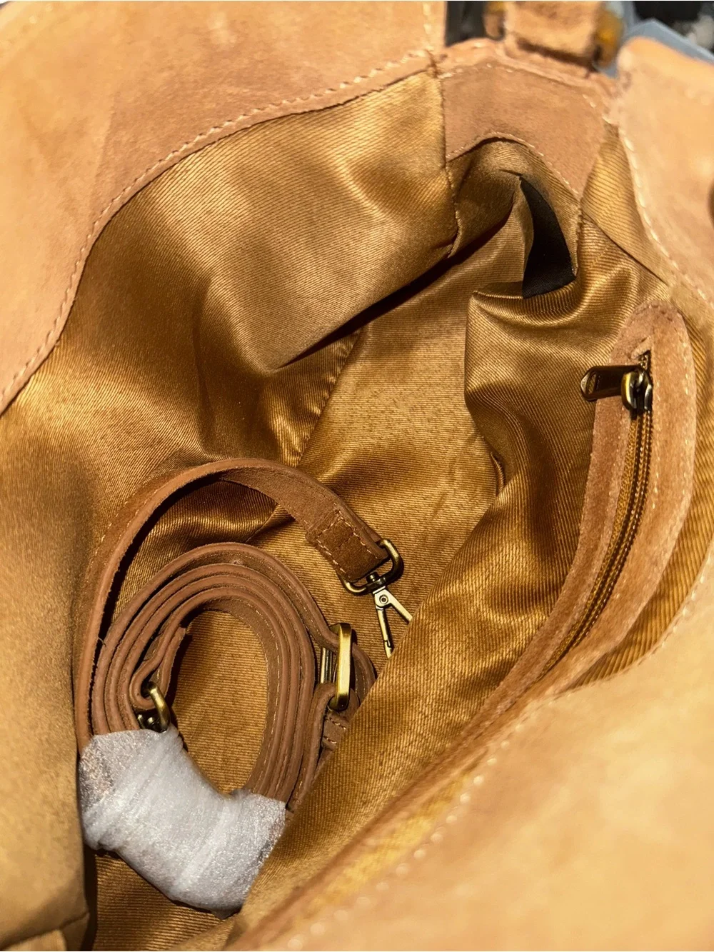 Classic Suede Shoulder Bag in Camel